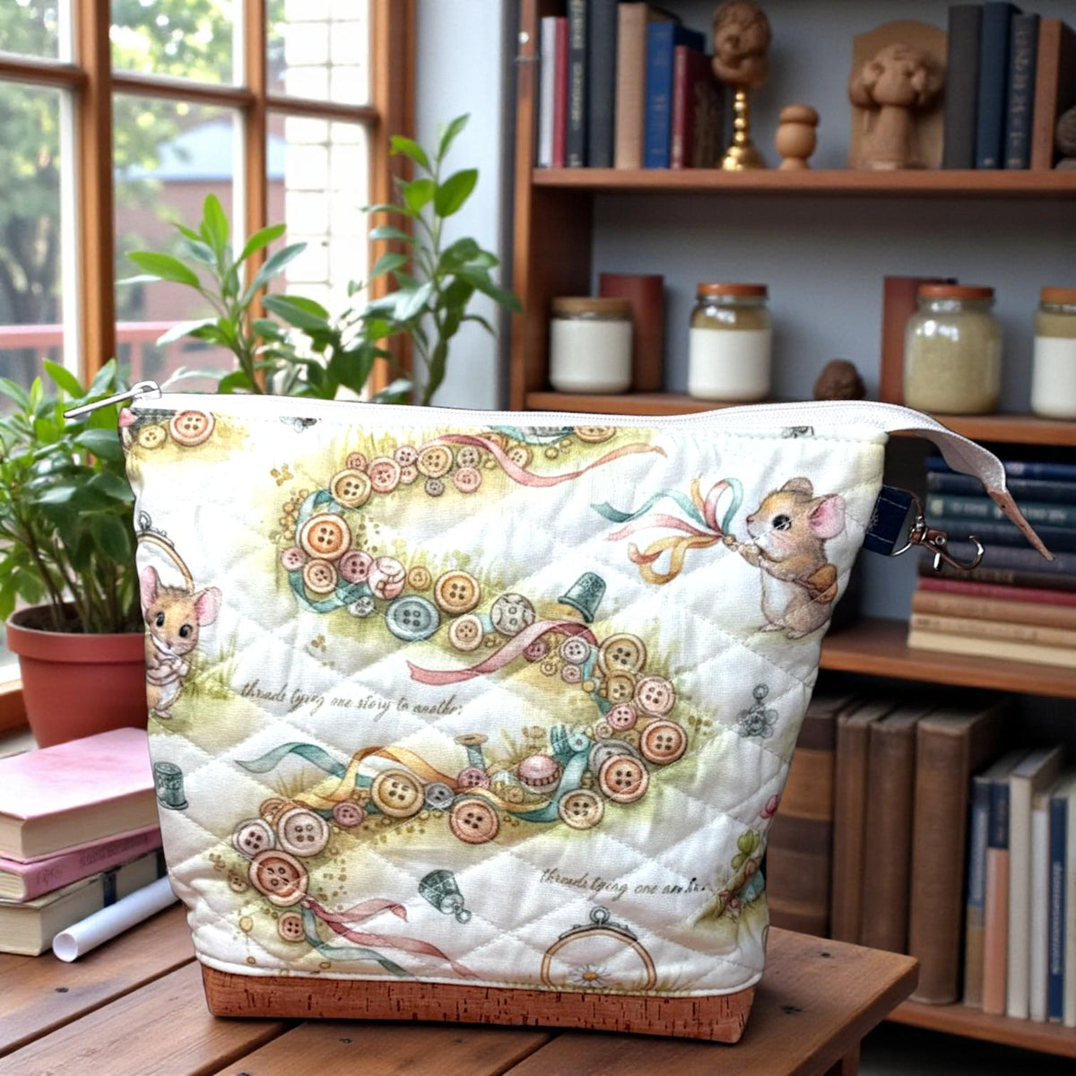 Quilted Sewing Project Bag | A Stitch in Time Maker’s Table Bag | Large Craft Organizer | Gift for Sewist & Quilter