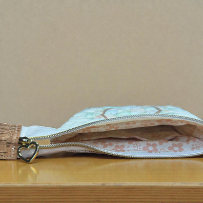 Quilted Zipper Pouch, Cork Bottom Cosmetic Bag, Handmade Makeup Bag, Project Pouch, Journal Supplies Organizer, Gift for Her