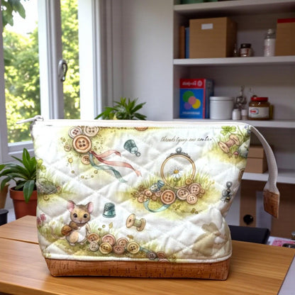 Quilted Sewing Project Bag | Pippin the Mouse Large Craft Organizer | Embroidery Crochet Knitting Bag | Gift for Sewist