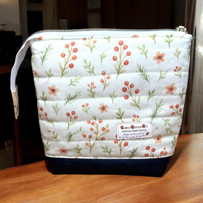 Honeycomb Hollow Quilted Project Pouch Medium | Bee Zipper Bag | Journal & Craft Supply Organizer | January Magic