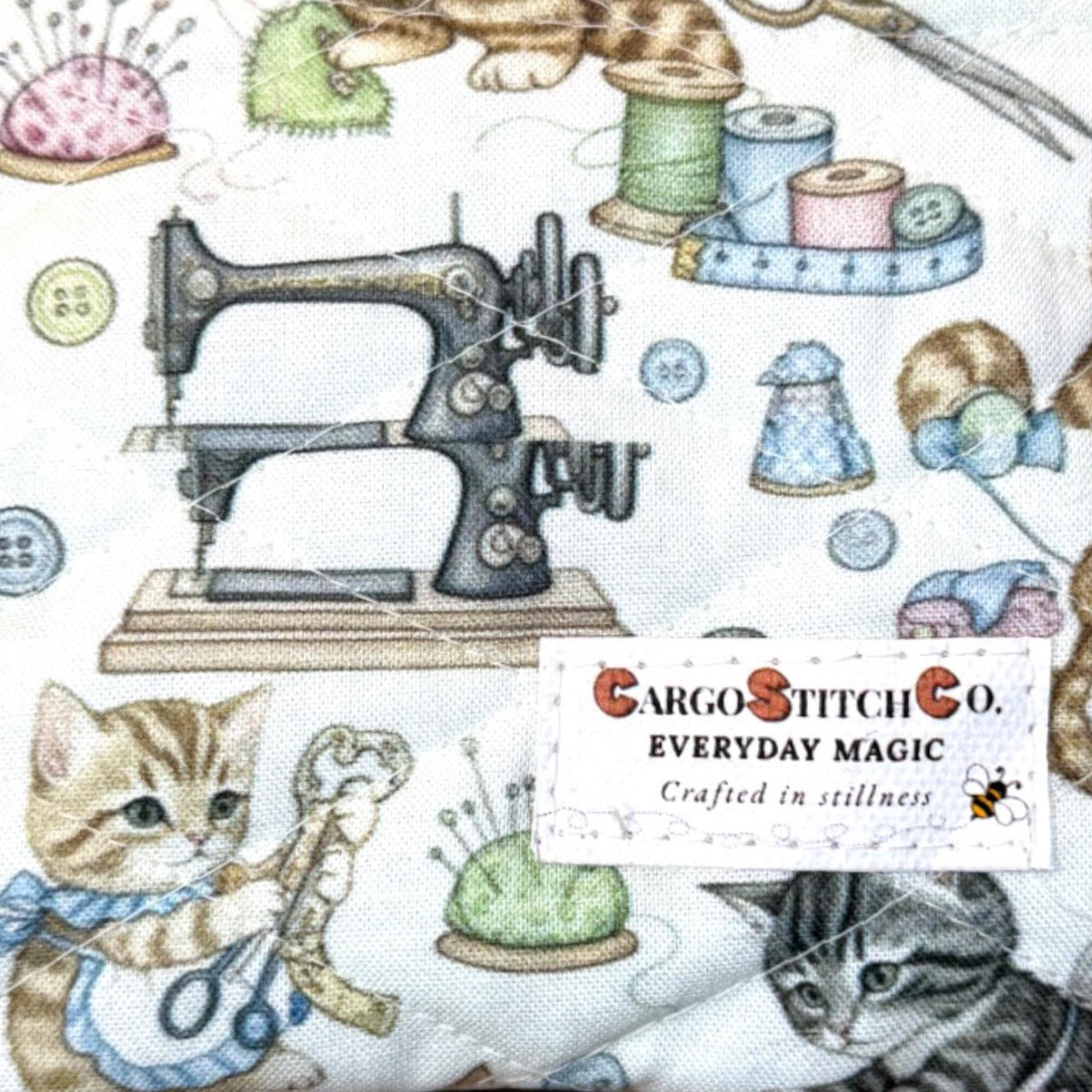 Mini Quilted Zipper Pouch – Sewing Cats | Handmade Small Pouch | Everyday Magic