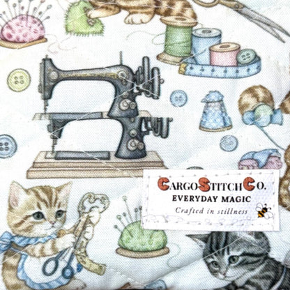 Mini Quilted Zipper Pouch – Sewing Cats | Handmade Small Pouch | Everyday Magic