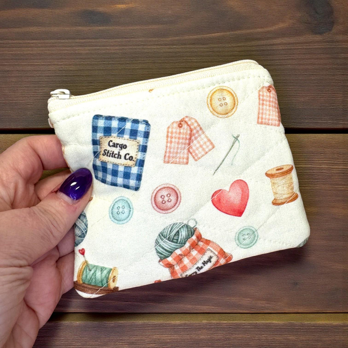 Mini Quilted Zipper Pouch | Small Coin Purse, Tea Bag Holder, Sewing Notions Pouch | Handmade Fabric Gift