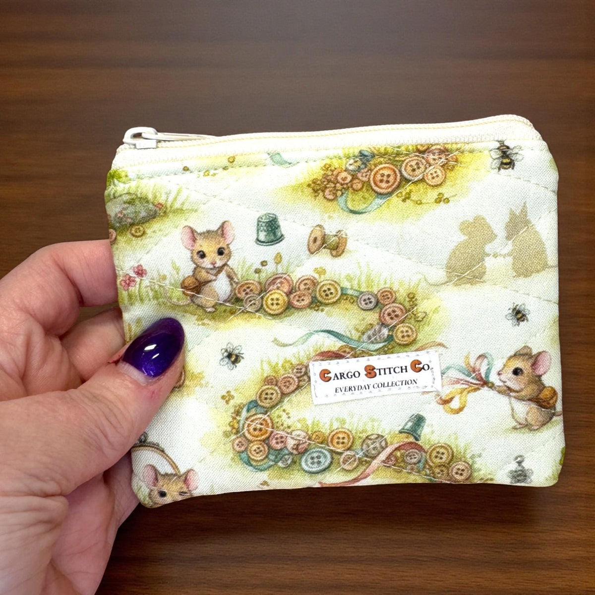 Mini Quilted Zipper Pouch | Small Coin Purse, Tea Bag Holder, Sewing Notions Pouch | Handmade Fabric Gift