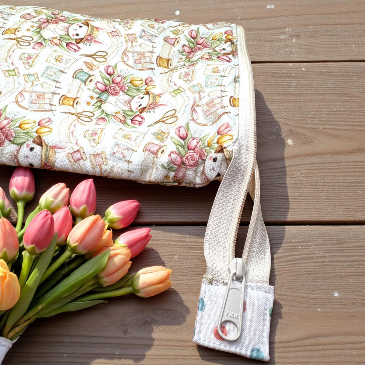 Kindle Sleeve with Zipper | Quilted E-Reader Case | Book Sleeve for Paperback & Journal | Bunny Sewing Gift
