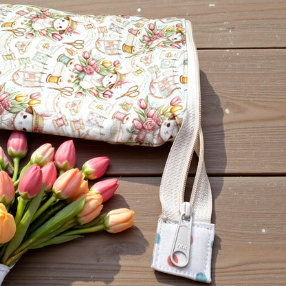 Kindle Sleeve with Zipper | Quilted E-Reader Case | Book Sleeve for Paperback & Journal | Bunny Sewing Gift