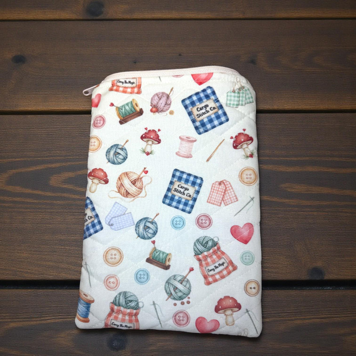 Quilted Book Sleeve, Kindle Sleeve, Journal Sleeve, Book Protector, Zippered Fabric Pouch, Reader Gift, Quilted Kindle Case
