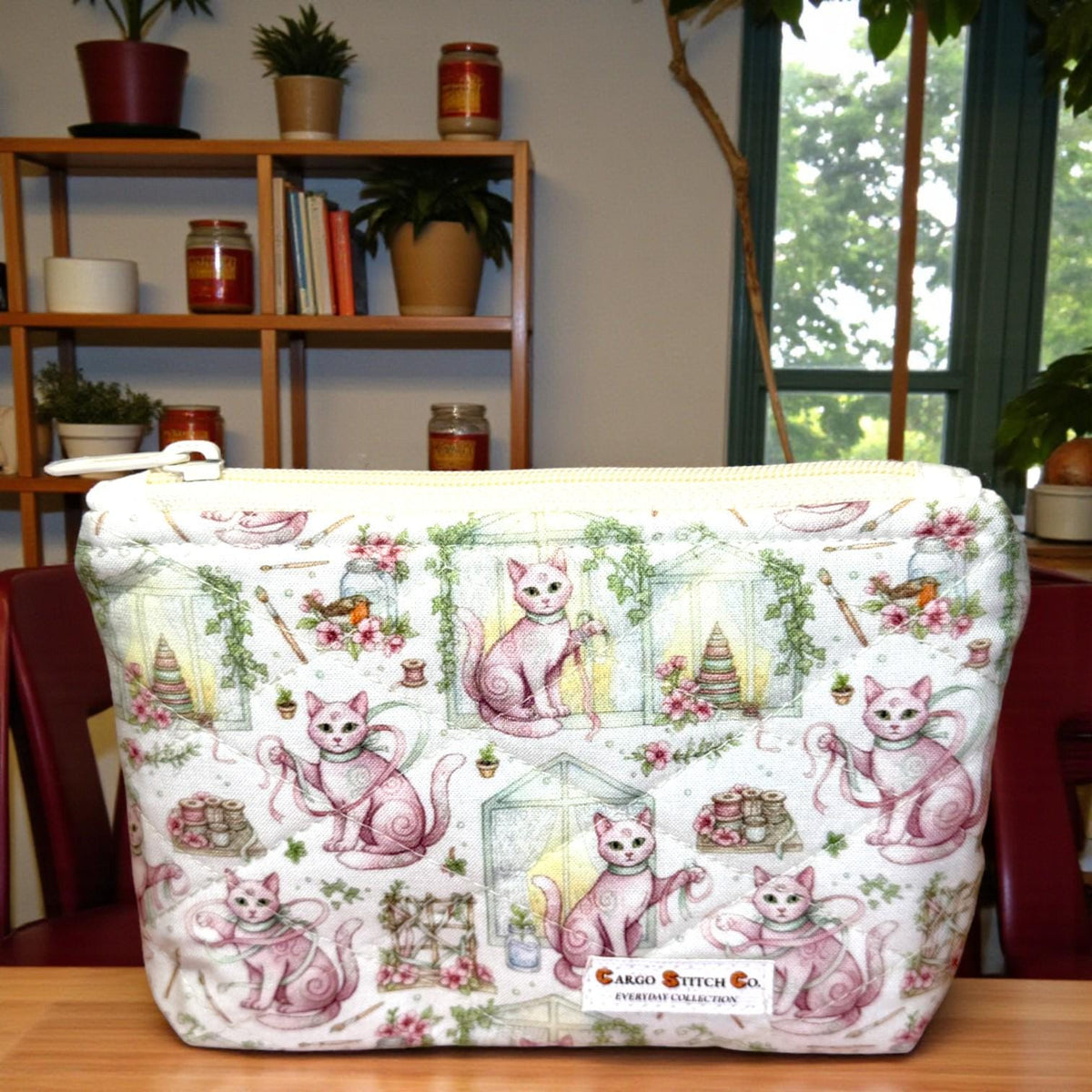 Small Zipper Pouch – Sewing Garden Cat | Cargo Stitch Co. Original