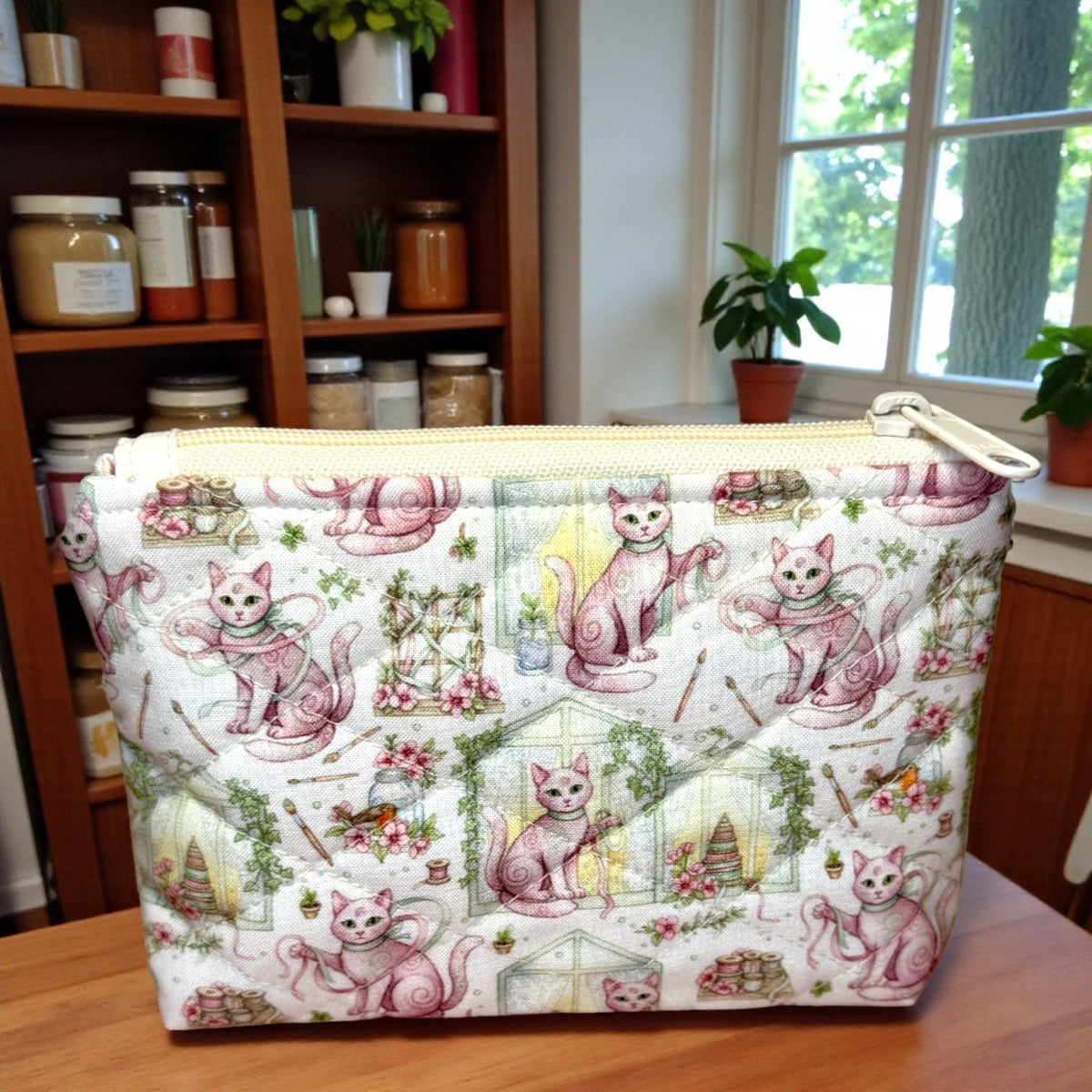 Small Zipper Pouch – Sewing Garden Cat | Cargo Stitch Co. Original