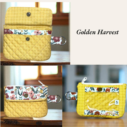 Quilted ID Wallet | Clear ID Card Holder | Zipper Coin Purse | Handmade Fabric Wallet | Everyday Magic