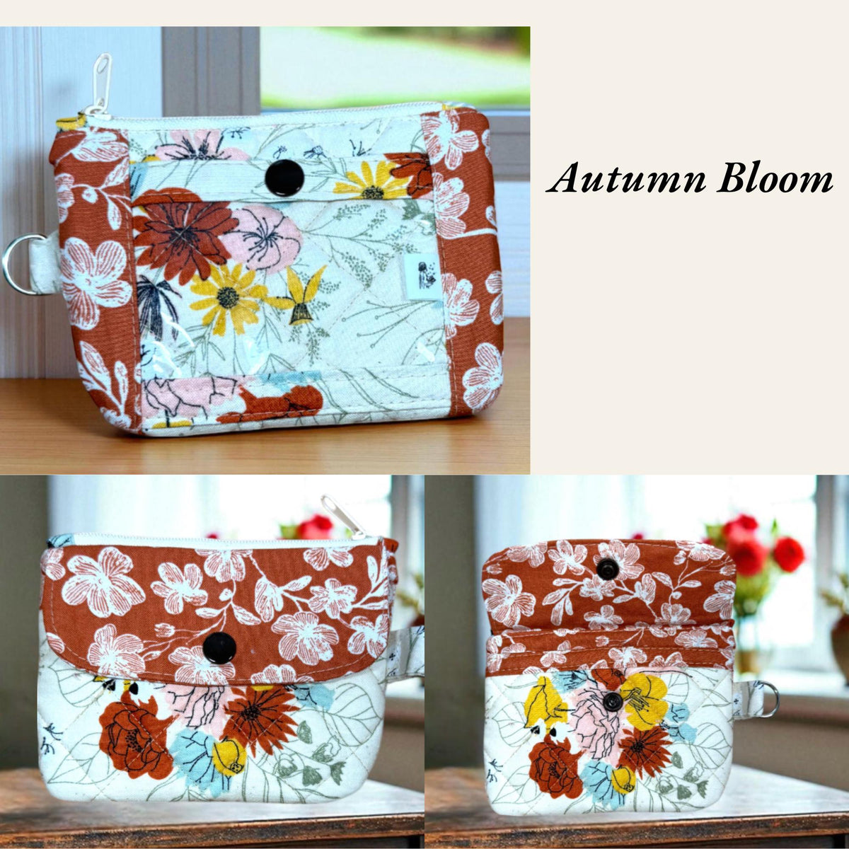 Quilted ID Wallet | Clear ID Card Holder | Zipper Coin Purse | Handmade Fabric Wallet | Everyday Magic