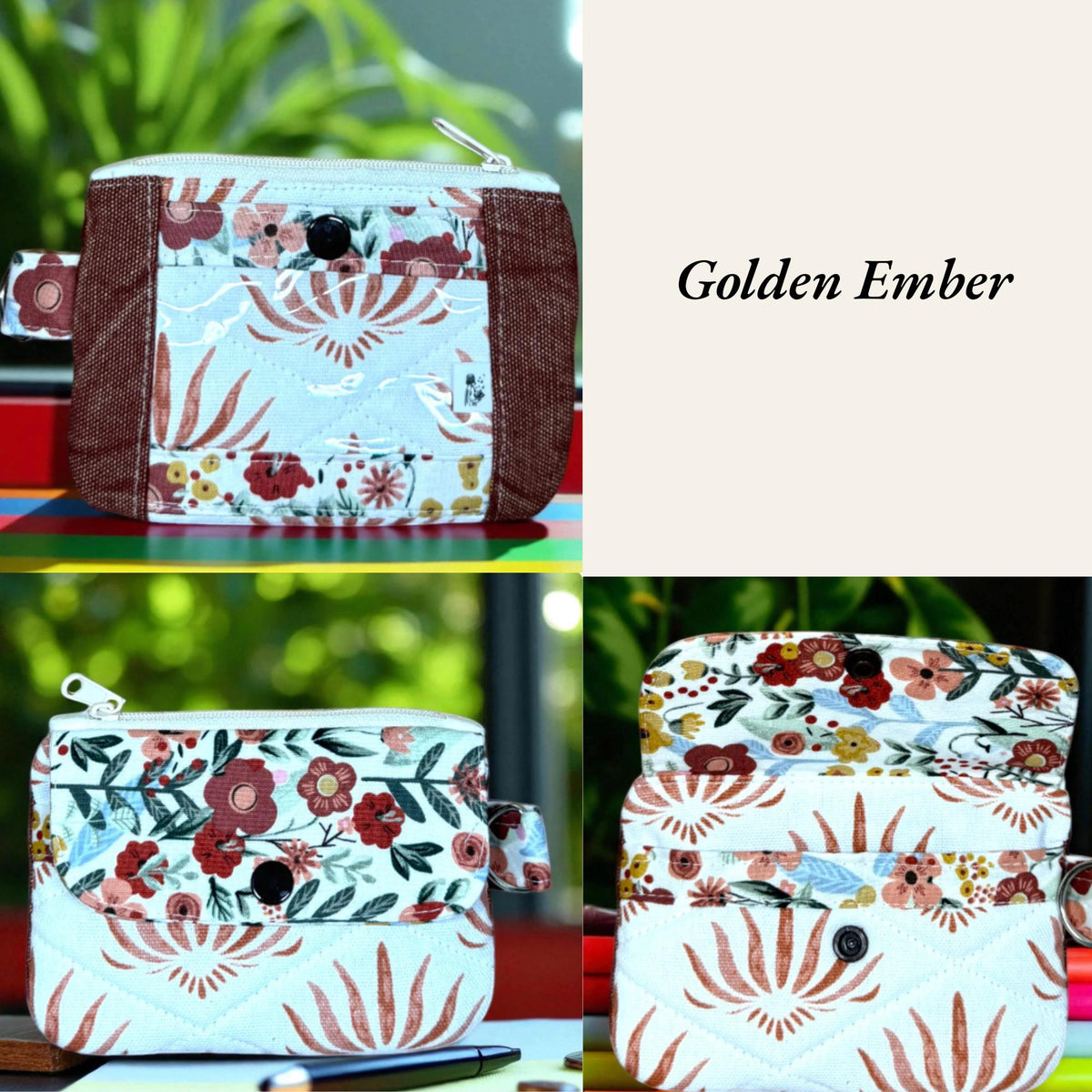 Quilted ID Wallet | Clear ID Card Holder | Zipper Coin Purse | Handmade Fabric Wallet | Everyday Magic