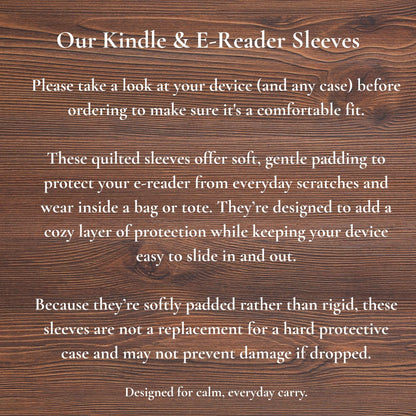 Quilted Book Sleeve | Button Trail Mouse Print, Padded E-Reader Cover, IPad Pouch