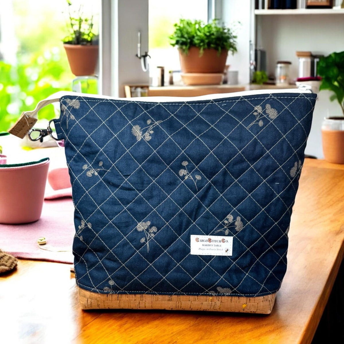 Quilted Sewing Project Bag | A Stitch in Time Maker’s Table Bag | Large Craft Organizer | Gift for Sewist & Quilter