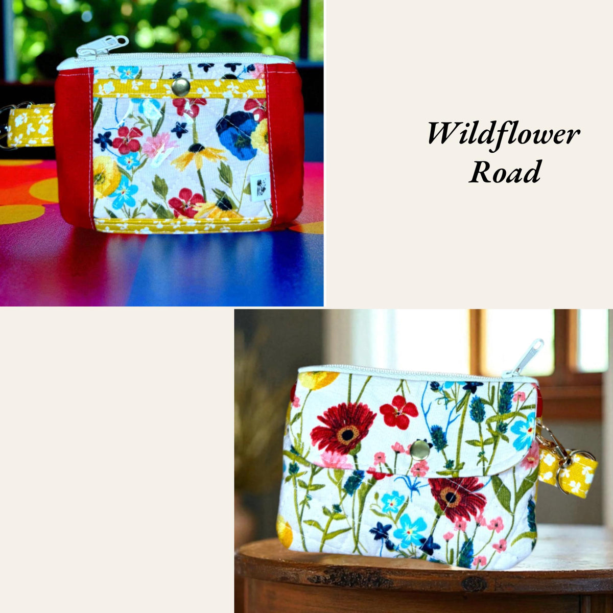 Quilted ID Wallet | Clear ID Card Holder | Zipper Coin Purse | Handmade Fabric Wallet | Everyday Magic