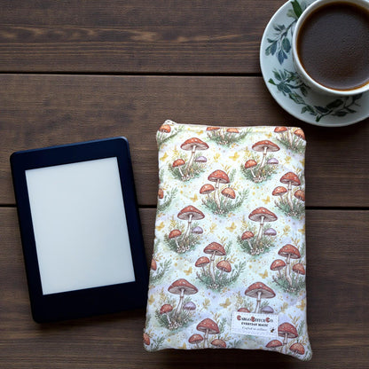Quilted Book Sleeve – Mushroom Meadow | Everyday Magic Zippered Pouch for Kindle, Books & Journals