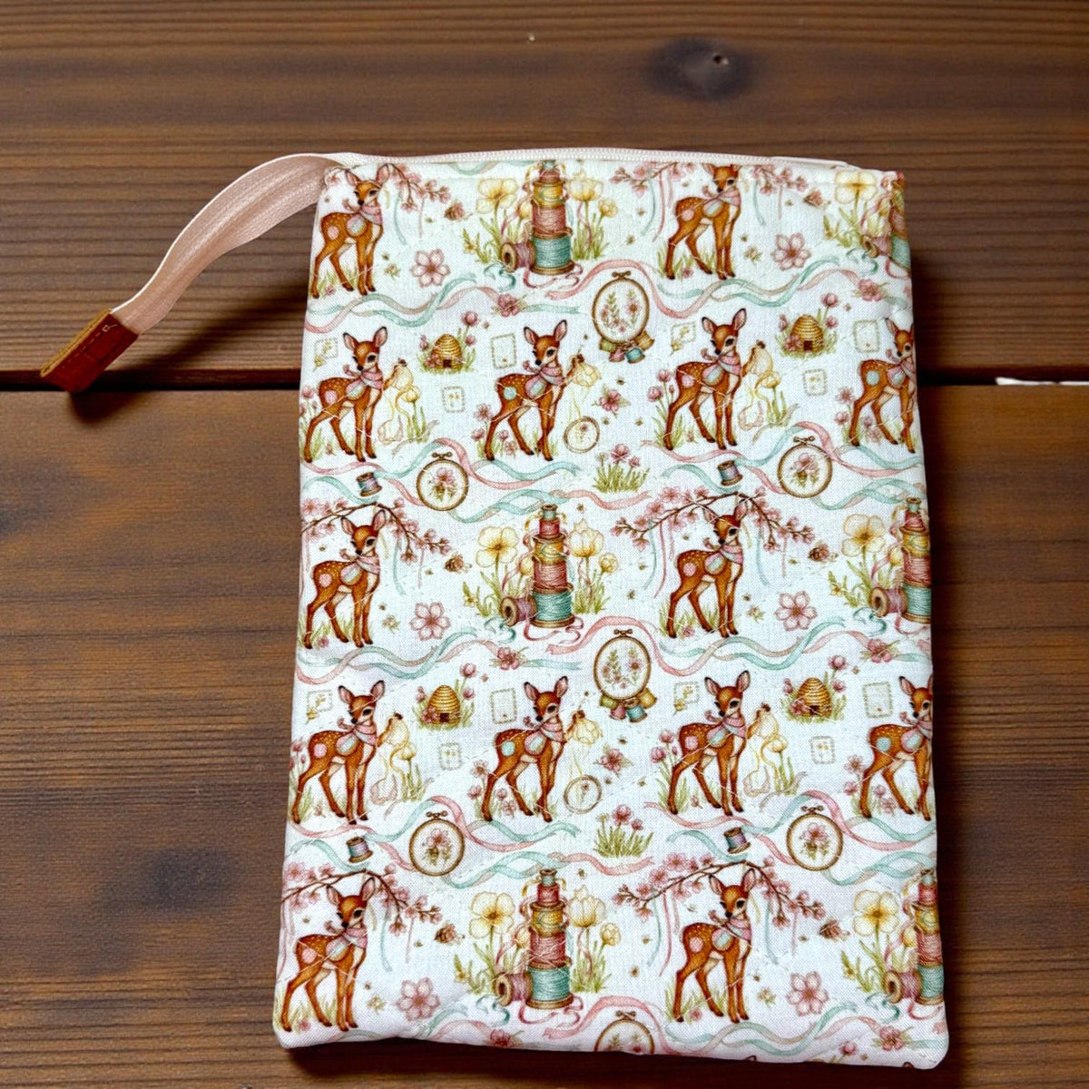 Kindle Sleeve with Zipper | Quilted E-Reader Case | Book Sleeve for Paperback & Journal | Woodland Deer Gift