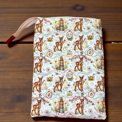 Kindle Sleeve with Zipper | Quilted E-Reader Case | Book Sleeve for Paperback & Journal | Woodland Deer Gift