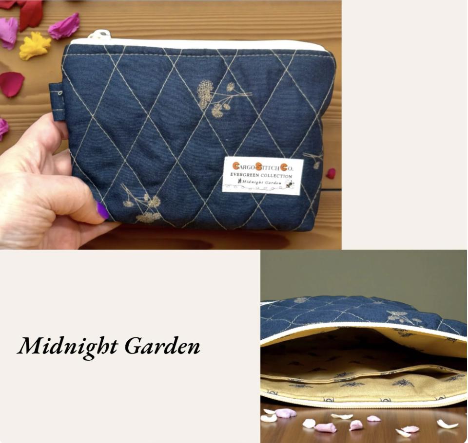 Medium Quilted Zipper Pouch | Handmade Makeup & Travel Organizer | Purse Essentials Bag | Craft Notions Pouch with Pocket