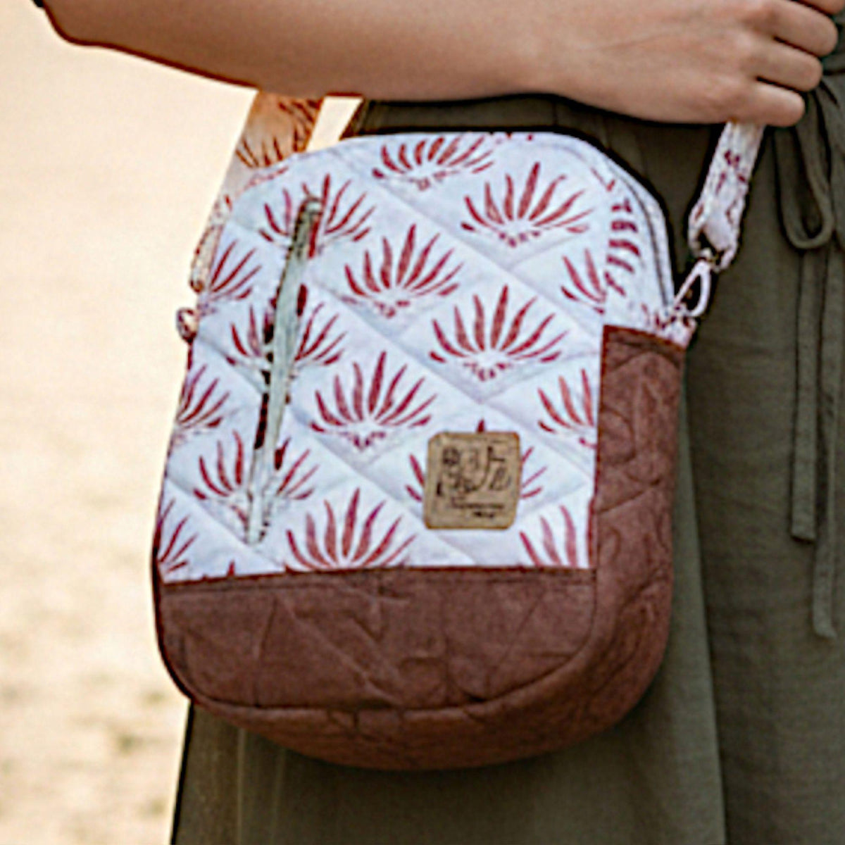 Golden Ember Quilted Crossbody Bag | Handmade Floral Shoulder Bag | Small Zipper Purse | Autumn Everyday Bag