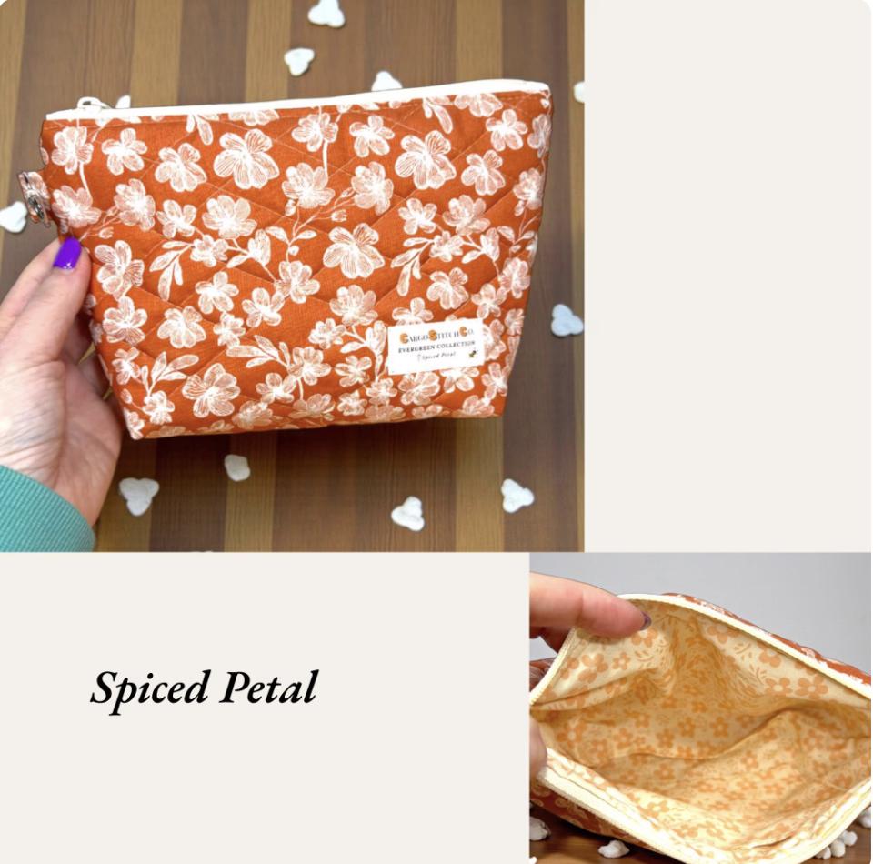 Medium Quilted Zipper Pouch | Handmade Makeup & Travel Organizer | Purse Essentials Bag | Craft Notions Pouch with Pocket
