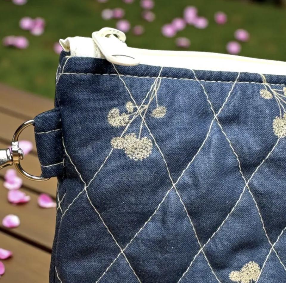 Medium Quilted Zipper Pouch | Handmade Makeup & Travel Organizer | Purse Essentials Bag | Craft Notions Pouch with Pocket