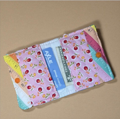 Mini Fabric Wallet | Quilted Card Holder & Tea Wallet | Handmade Small Essentials Organizer | Kam Snap Wallet | Gift for Sewists