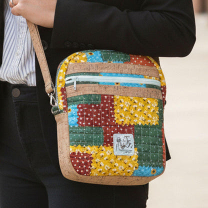 Evergreen Sunflower Patchwork Crossbody Bag | Quilted Everyday Purse | Handmade by Cargo Stitch Co.