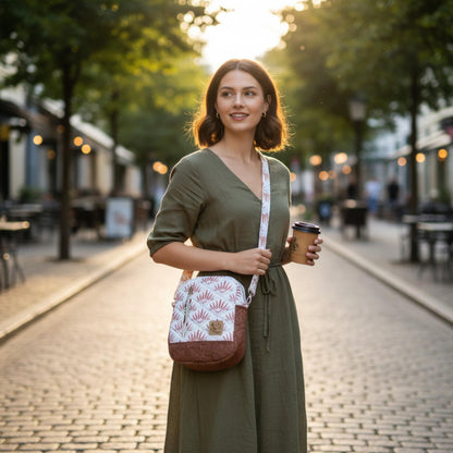 Golden Ember Quilted Crossbody Bag | Handmade Floral Shoulder Bag | Small Zipper Purse | Autumn Everyday Bag