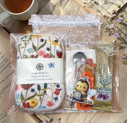 Tea Lover Gift Set | Handmade Quilted Tea Wallet with 6 Teas, Honey & Spoon | Ready to Gift Tea Gift
