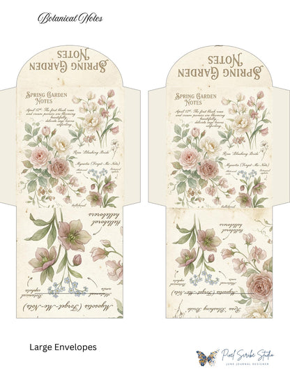 Botanical Tea Garden Envelope Set Vol. 1 | Printable Junk Journal Envelopes | Print At Home | Great For Church Events