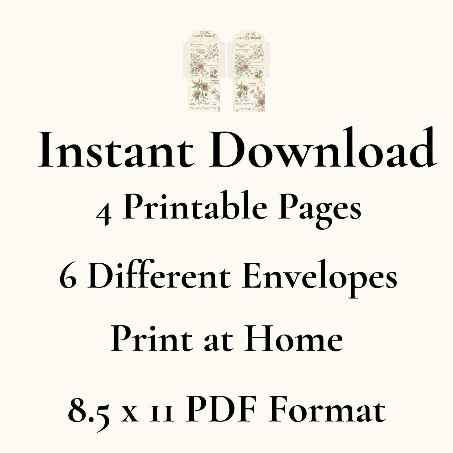 Botanical Tea Garden Envelope Set Vol. 1 | Printable Junk Journal Envelopes | Print At Home | Great For Church Events
