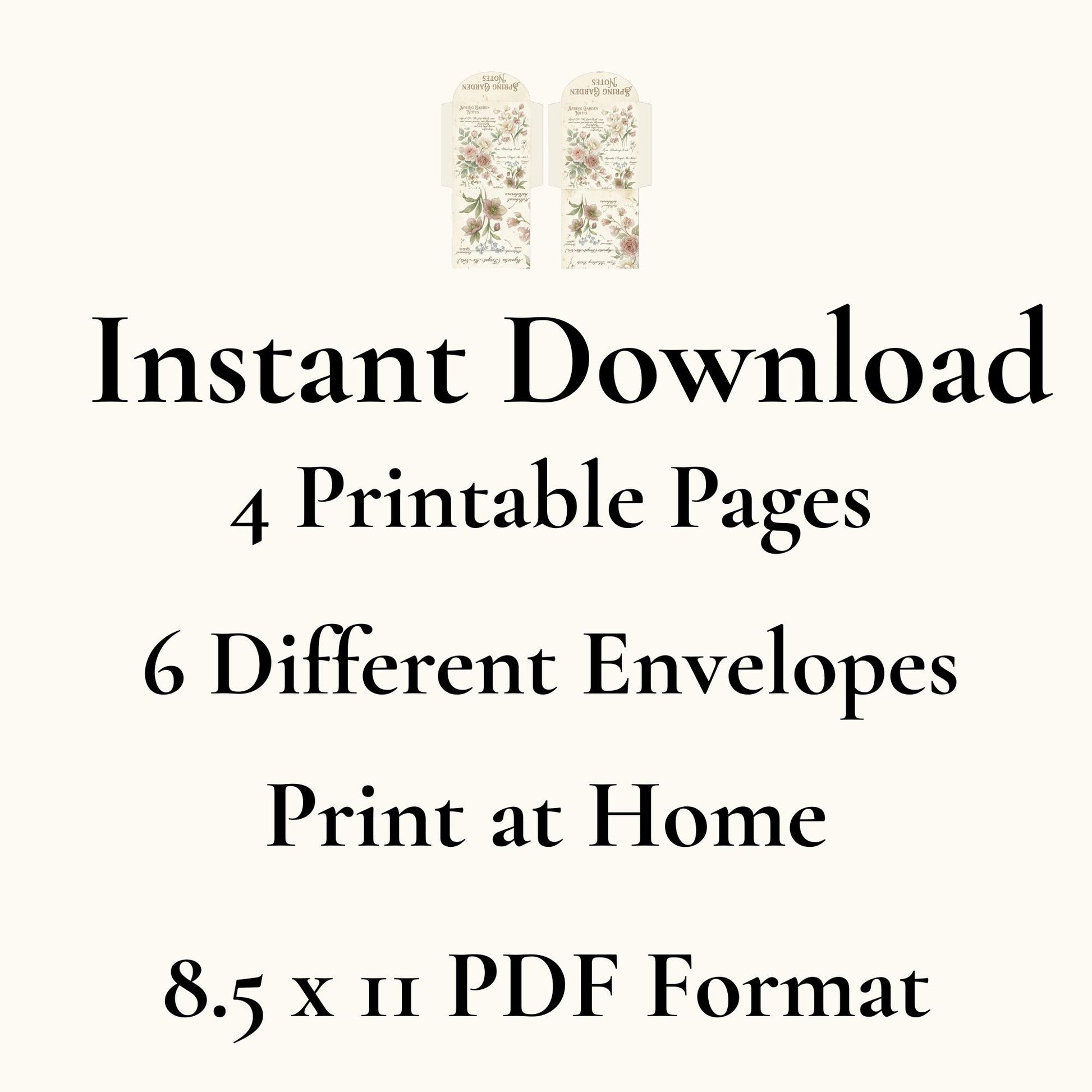 Botanical Tea Garden Envelope Set Vol. 1 | Printable Junk Journal Envelopes | Print At Home | Great For Church Events