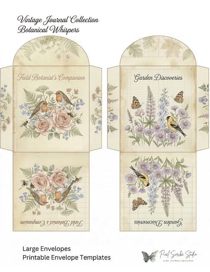 Botanical Tea Garden Envelope Set Vol. 2 | Printable Junk Journal Envelopes | Print At Home | Great For Church Events