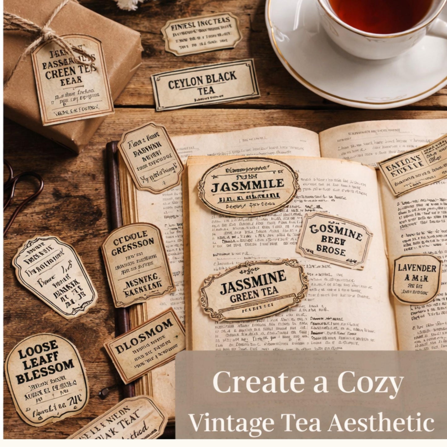 Vintage Apothecary Labels Printable Kit, Botanical Ephemera, Junk Journal Labels, Herbal Tags, Scrapbook Supplies, 6 Pages, 120+ Labels