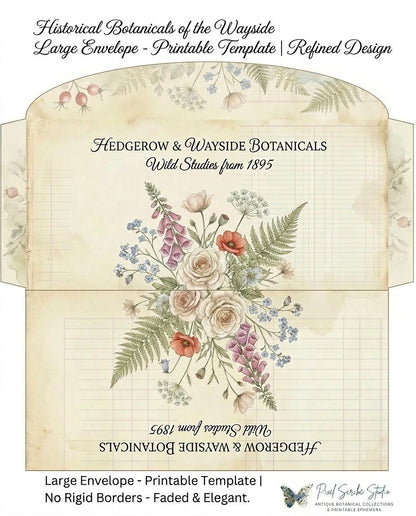 Spring Botanical Journal Printable Kit, Vintage Garden Journal Pages, Junk Journal Ephemera, Nature Planner, Botanical Cards & Envelope