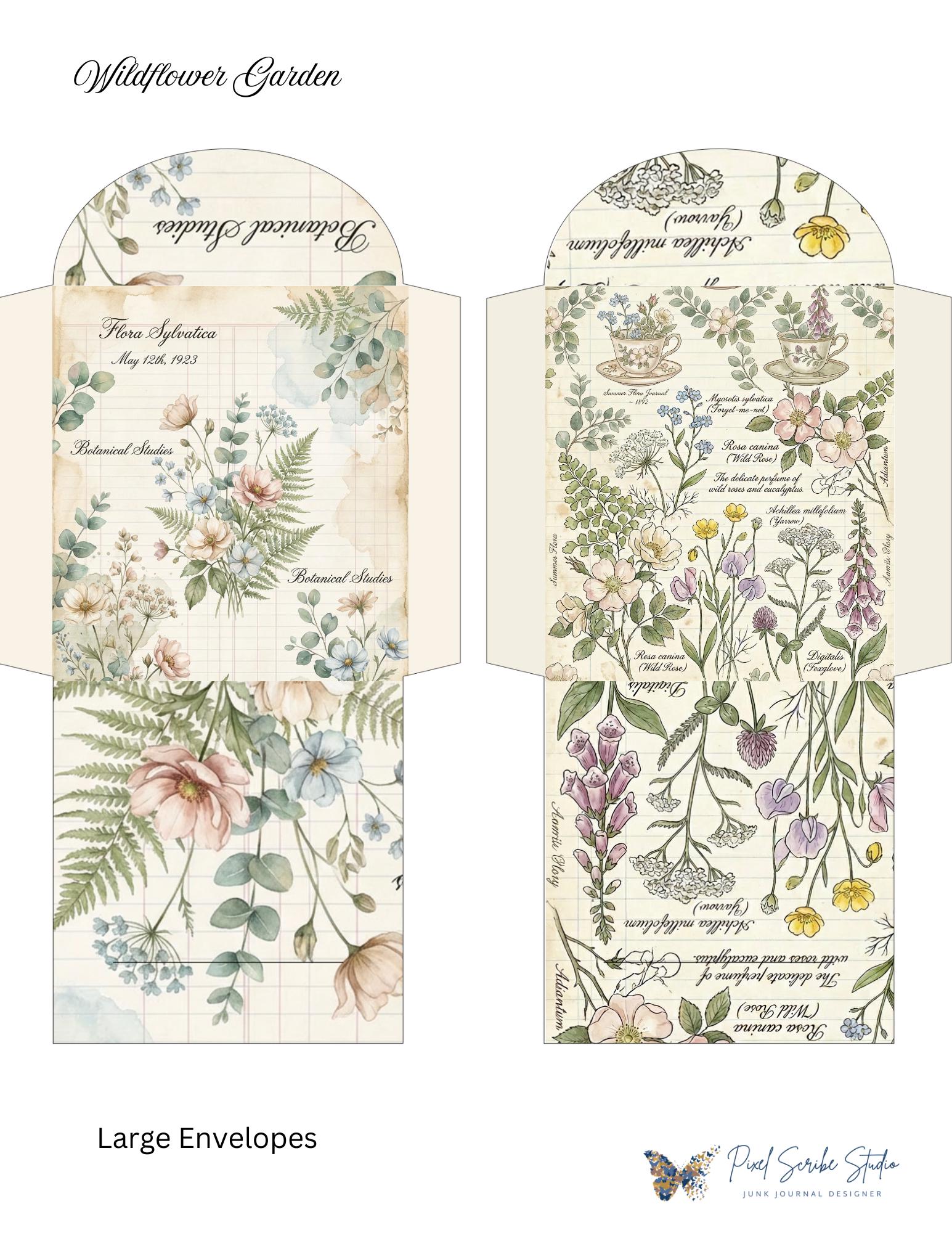 Botanical Tea Garden Envelope Set Vol. 1 | Printable Junk Journal Envelopes | Print At Home | Great For Church Events