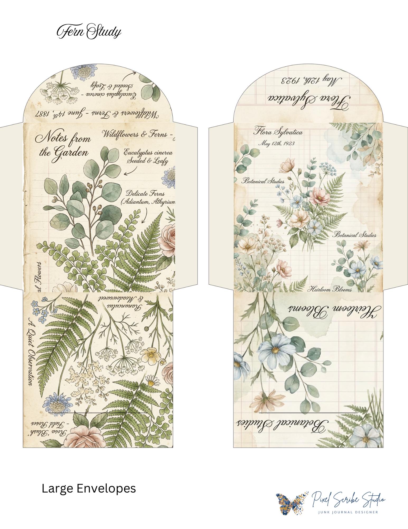 Botanical Tea Garden Envelope Set Vol. 1 | Printable Junk Journal Envelopes | Print At Home | Great For Church Events