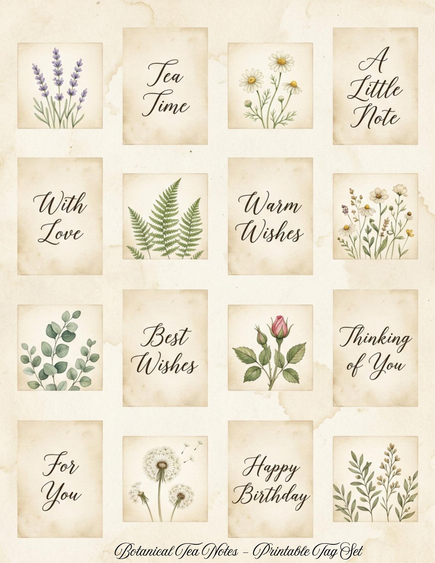 Botanical Tea Garden Envelope Set Vol. 1 | Printable Junk Journal Envelopes | Print At Home | Great For Church Events