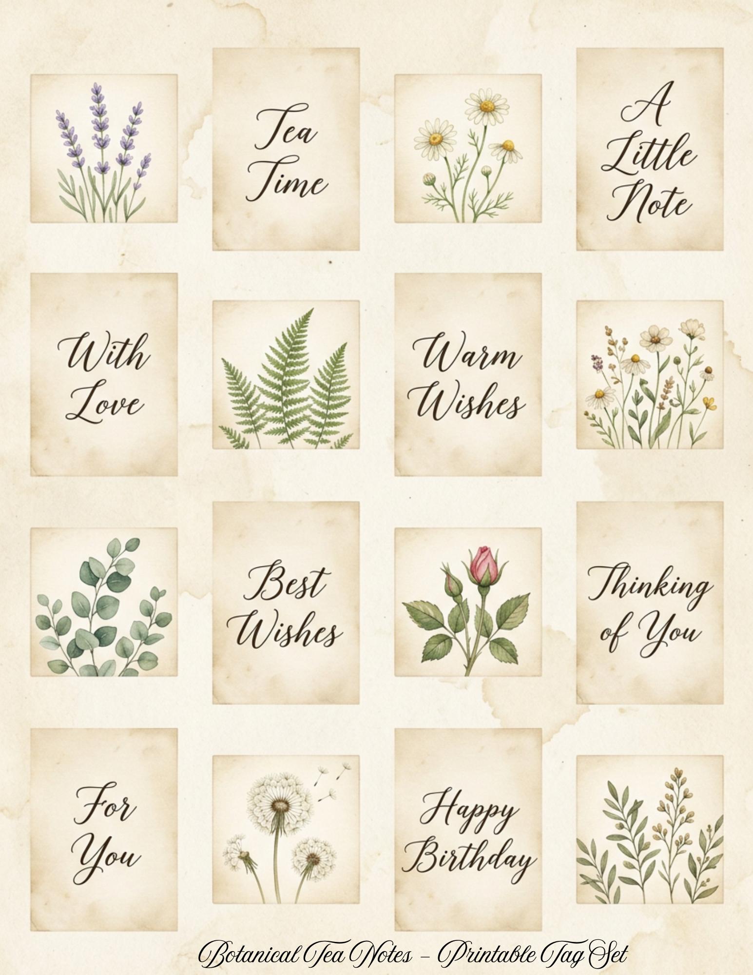 Botanical Tea Garden Envelope Set Vol. 1 | Printable Junk Journal Envelopes | Print At Home | Great For Church Events