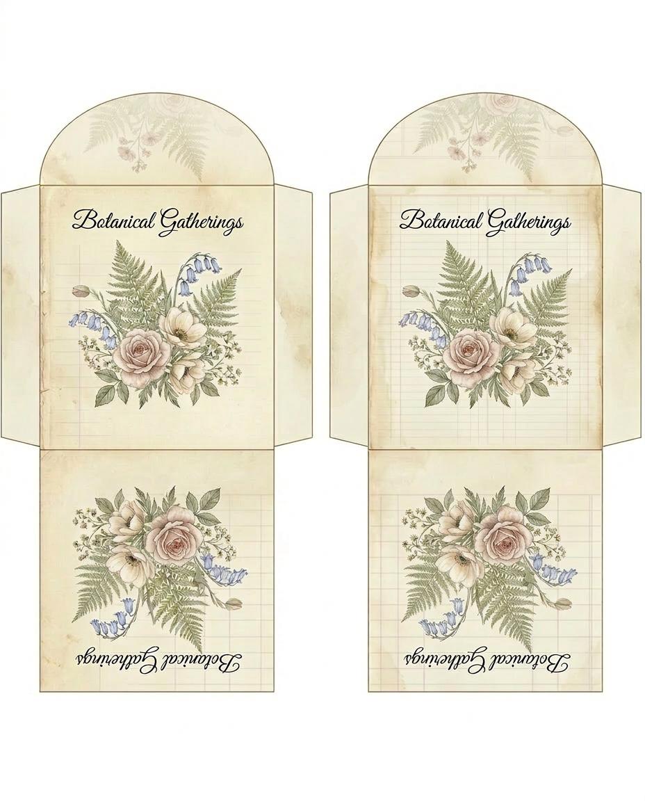 Botanical Tea Garden Envelope Set Vol. 2 | Printable Junk Journal Envelopes | Print At Home | Great For Church Events
