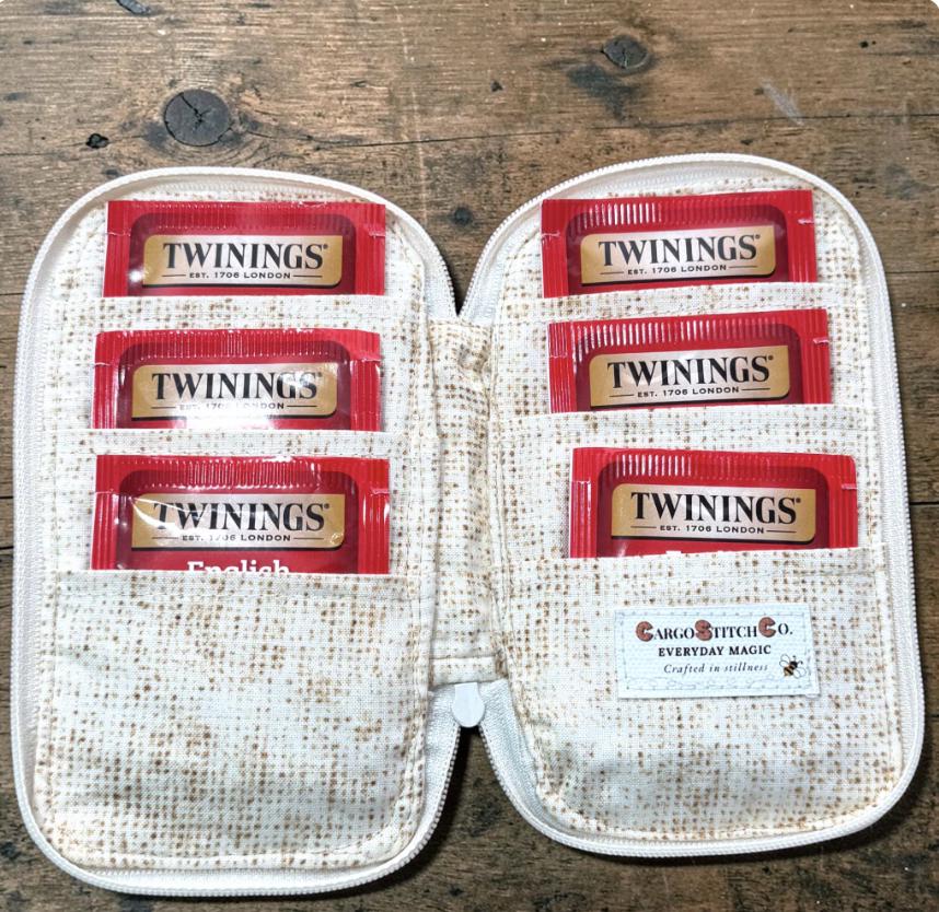 Tea Wallet Gift Set | Handmade Quilted Tea Bag Holder | Tea Lover Gift | Travel Tea Organizer | Sweet Orange Grove