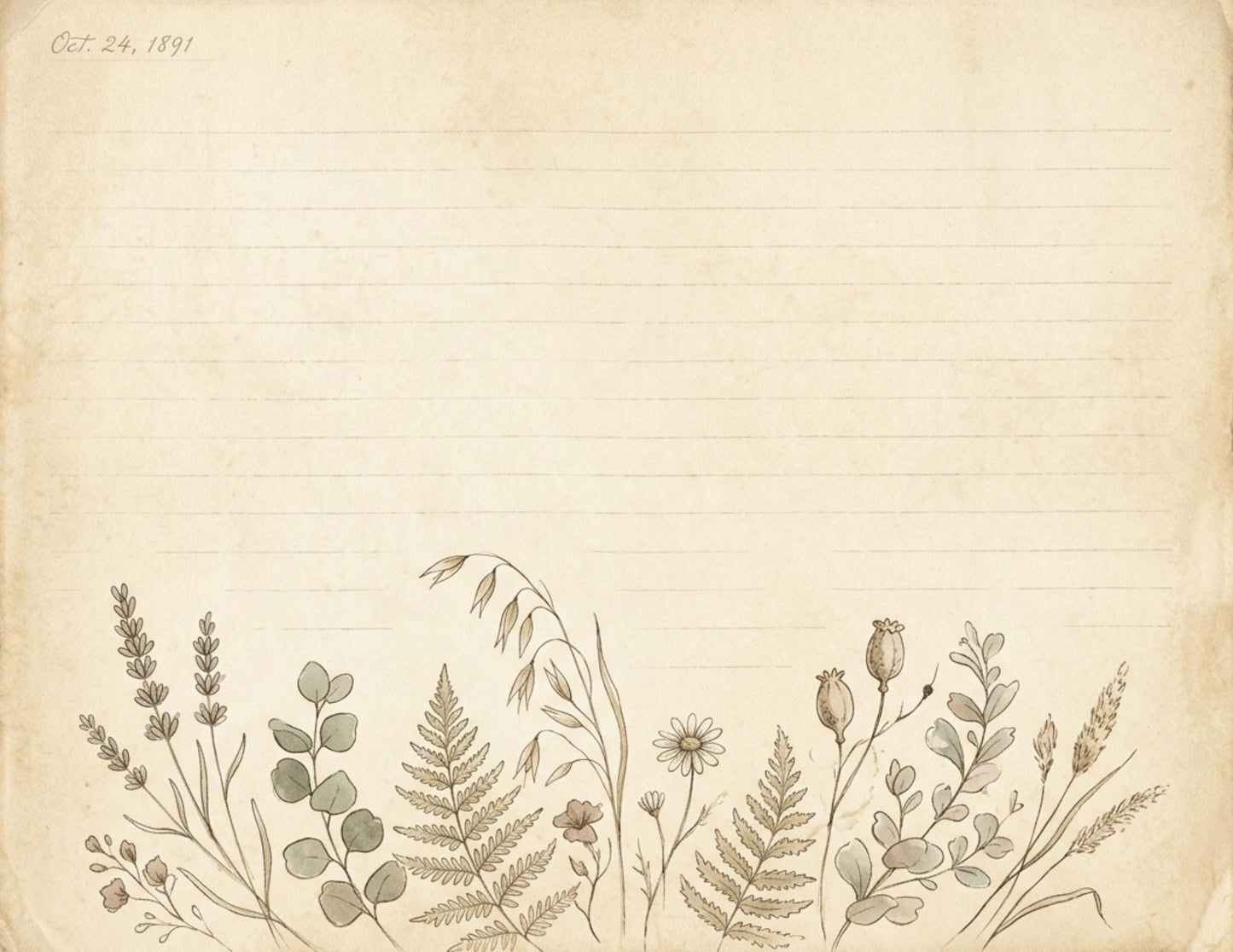 Botanical Lined Notes Journal Kit | Vintage Floral Printable Pages | Junk Journal Writing Paper | Instant Download | 8.5x11 PDF