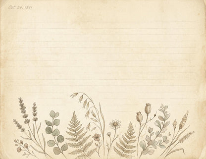 Botanical Lined Notes Journal Kit | Vintage Floral Printable Pages | Junk Journal Writing Paper | Instant Download | 8.5x11 PDF