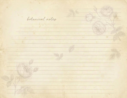 Botanical Lined Notes Journal Kit | Vintage Floral Printable Pages | Junk Journal Writing Paper | Instant Download | 8.5x11 PDF