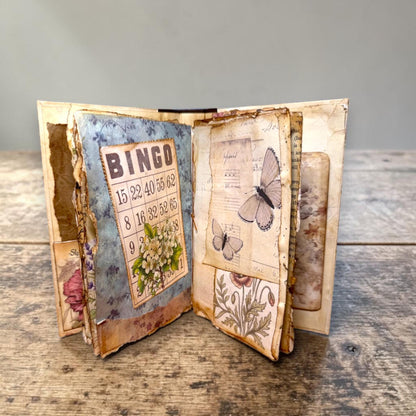 Mini Botanical Junk Journal | Handmade Vintage Floral Journal | 20 Pages with Pockets & Ephemera | Cottagecore Gift