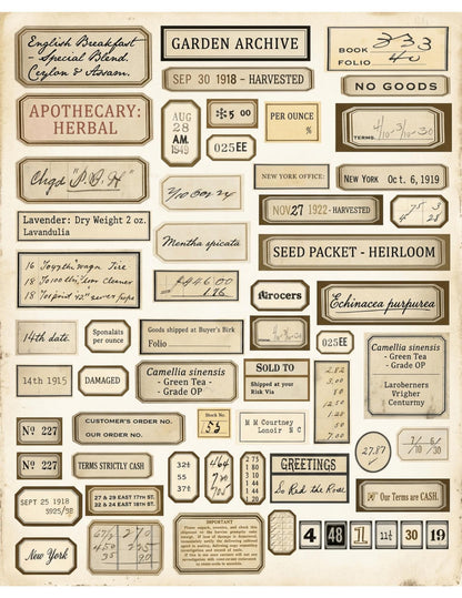 Vintage Botanical Labels Printable | Junk Journal Labels Kit | Planner Labels | Collage Ephemera PDF, 6 Pages, 120+ Labels