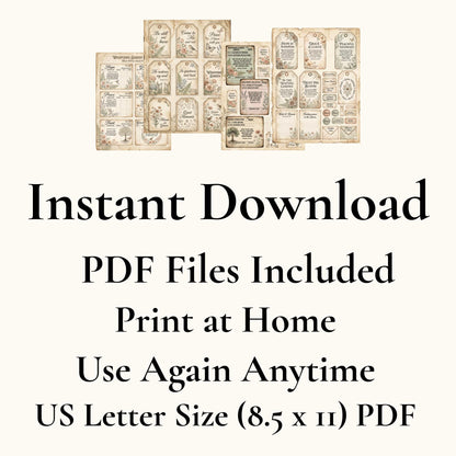 Botanical Field Notes – Ephemera Collection (100+ Pieces) | Printable Bible Journal Elements | Vintage Floral Tags, Pockets & Cards
