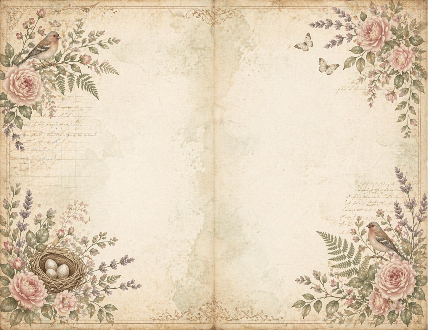 Botanical Field Notes – Journal Pages Set (12 Pages) | Vintage Floral Junk Journal Pages | Garden Papers Printable | Instant Download