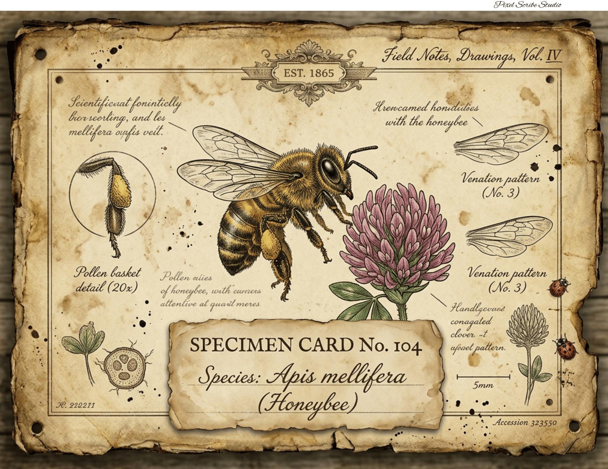 Vintage Botanical Bird Journal Pages Printable | Robin Blue Tit Nature Ephemera | Bee Butterfly Ledger Pages | Digital Download